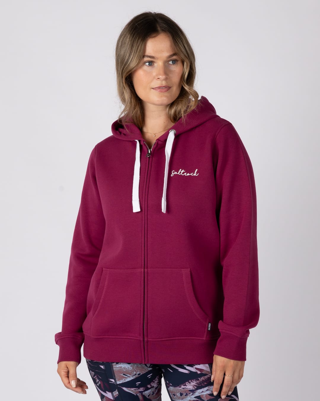 Essential Womens Zip Hoodie in Dark Pink
