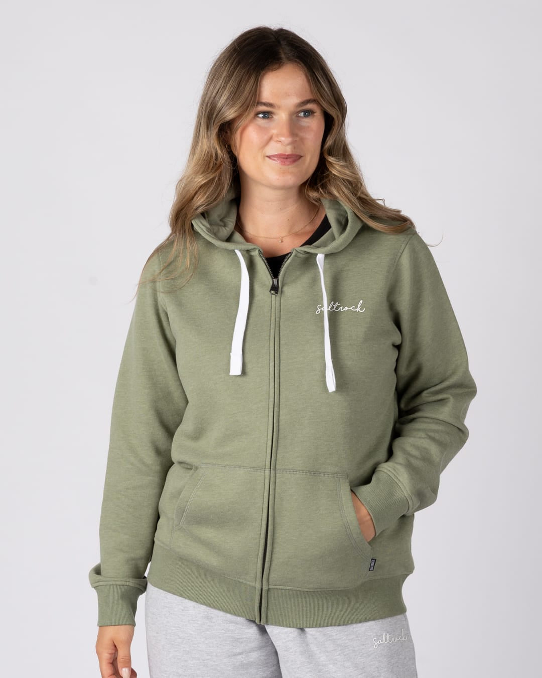 Essential Womens Zip Hoodie in Green