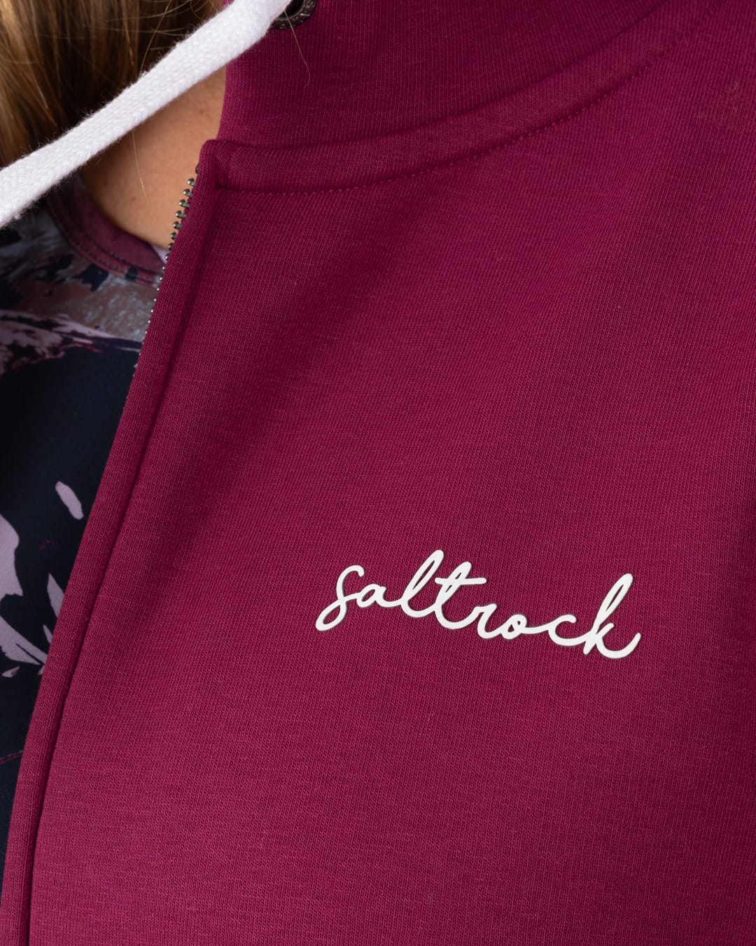 Essential Womens Zip Hoodie in Dark Pink
