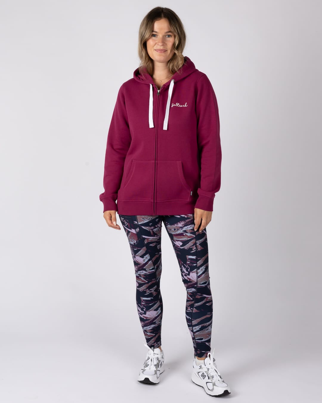 Essential Womens Zip Hoodie in Dark Pink