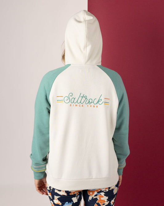 Links Contrast - Womens Zip Hoodie - Light Blue/Cream