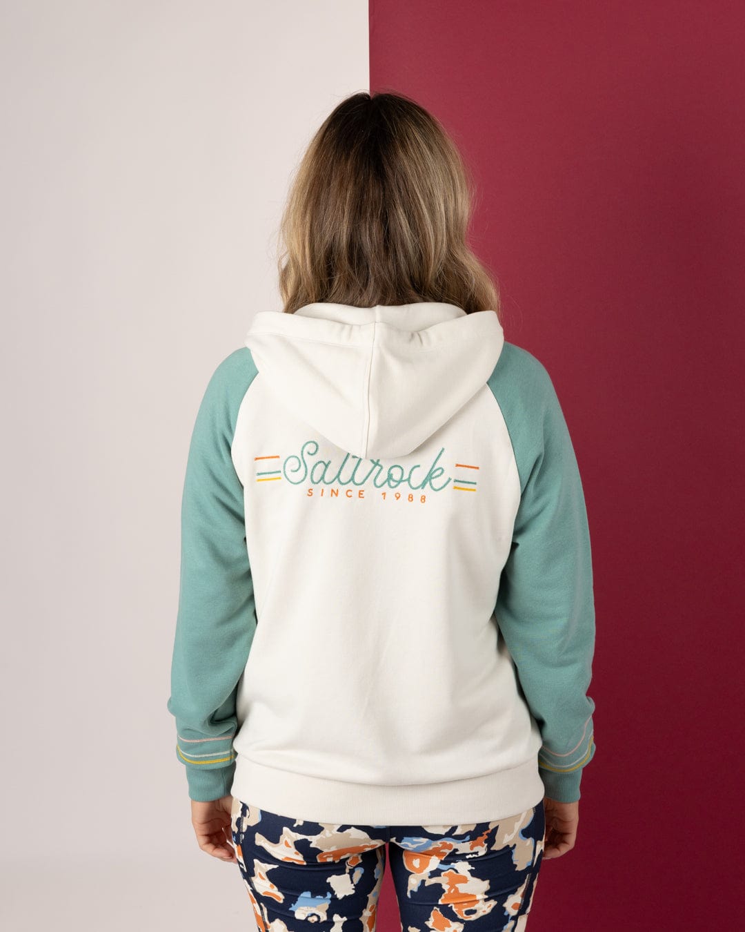 Links Contrast - Womens Zip Hoodie - Light Blue/Cream