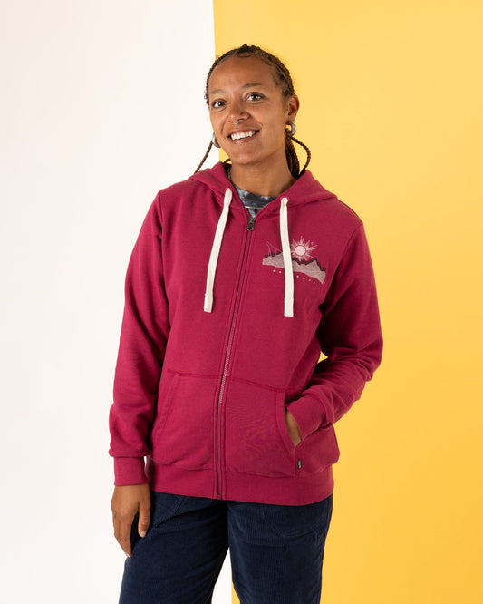 Horizon - Womens Zip Hoodie - Dark Pink