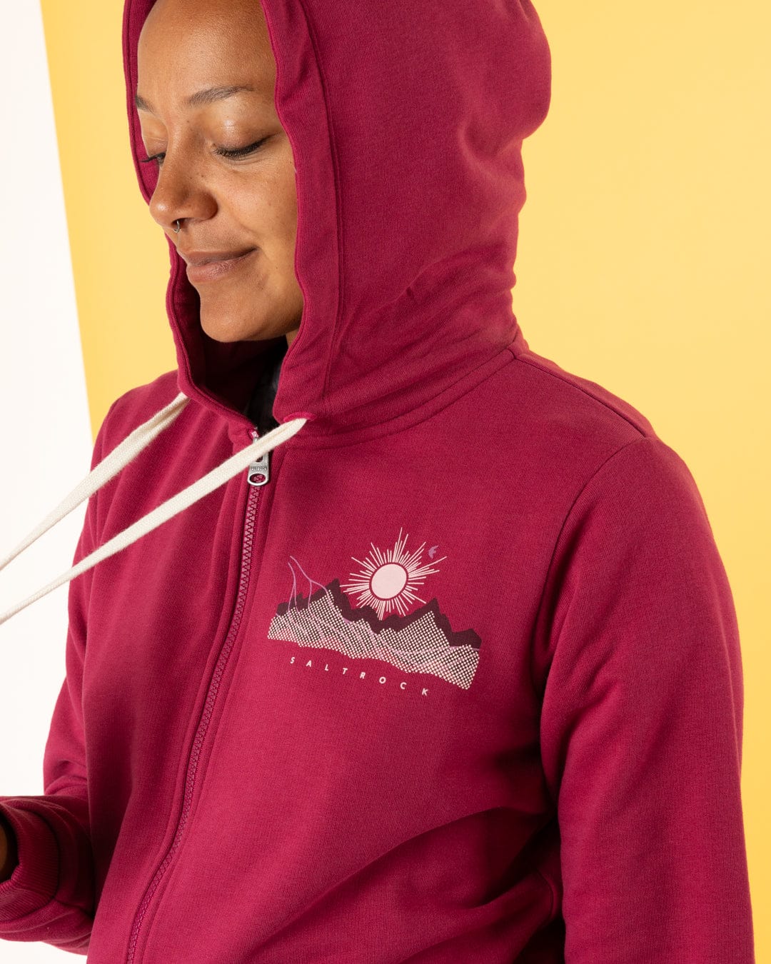 Horizon - Womens Zip Hoodie - Dark Pink