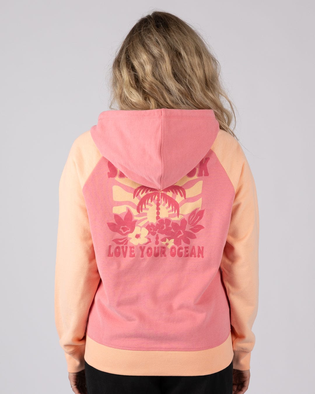 Sun Daze  Womens Zip Through Hoodie in Bright Pink