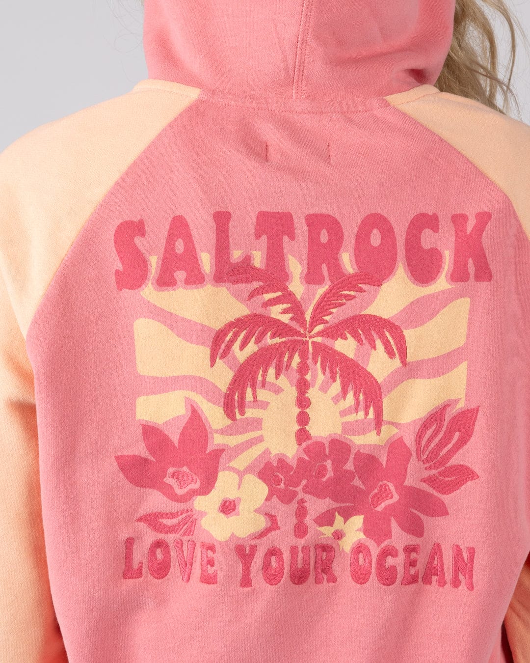 Sun Daze  Womens Zip Through Hoodie in Bright Pink