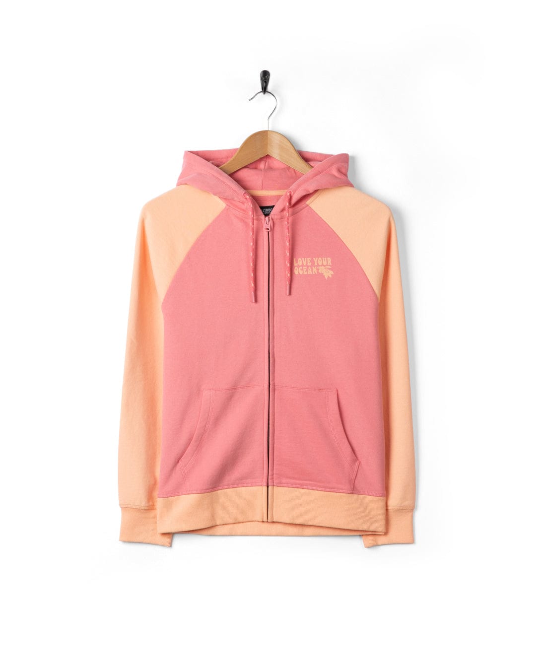 Sun Daze  Womens Zip Through Hoodie in Bright Pink
