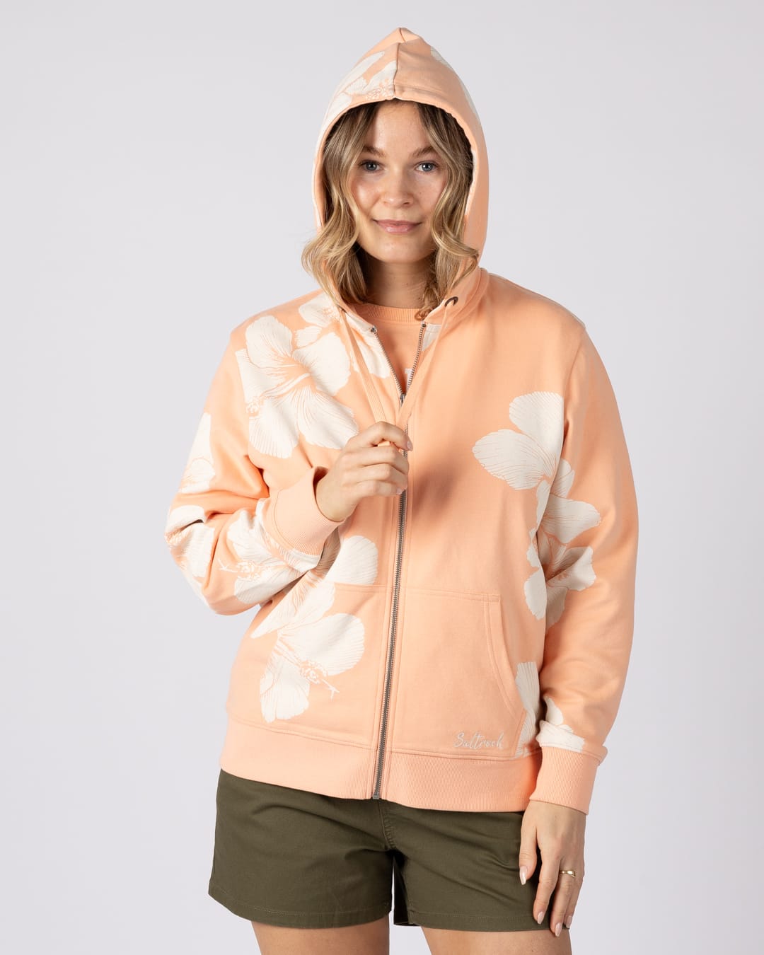 Mandarah Womens Zip Hoodie in Light Pink