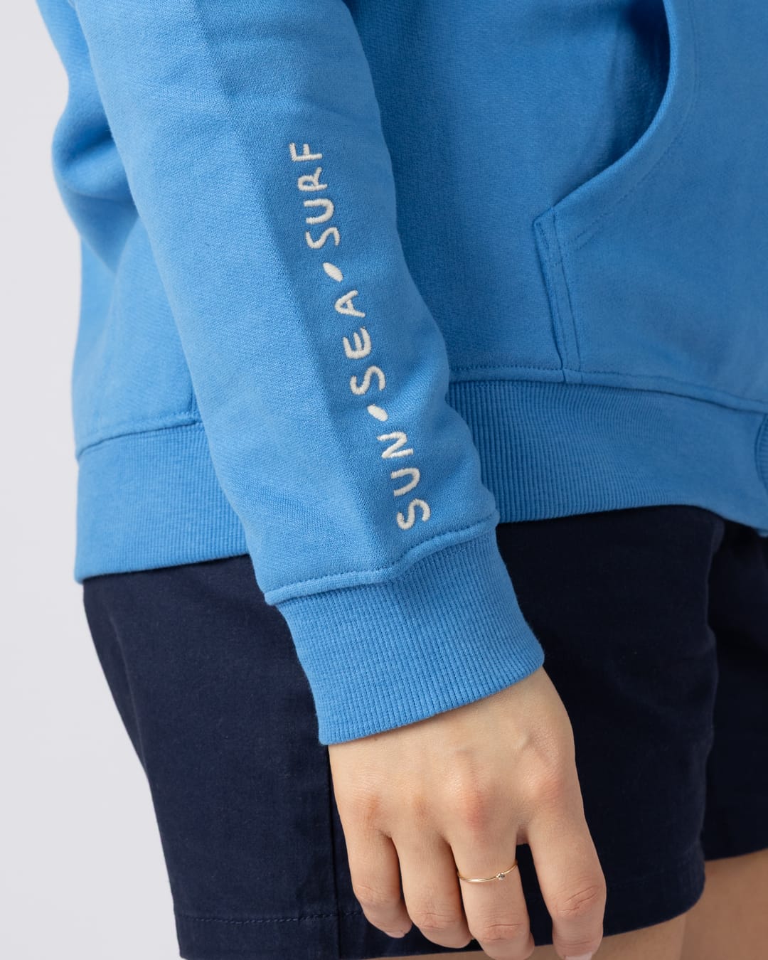Driver Womens Zip Through Hoodie in Bright Blue