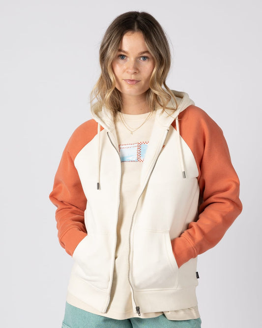 Waves For Days Women Zip Through Hoodie in Cream