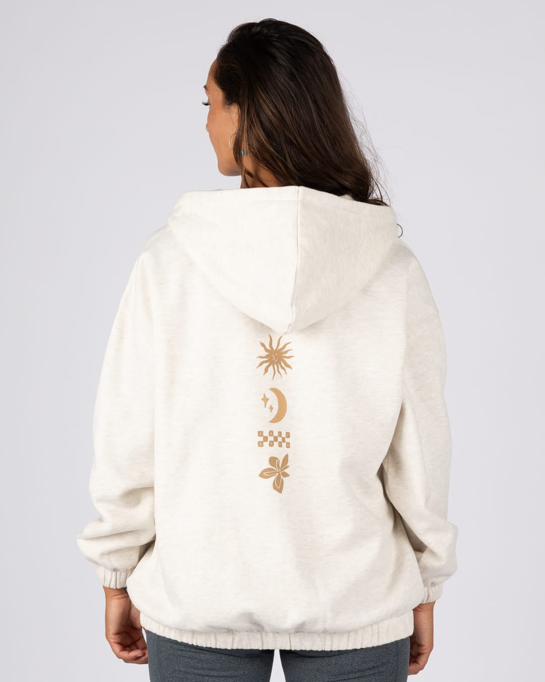 Selene Womens Oversized Zip Hoodie in Cream