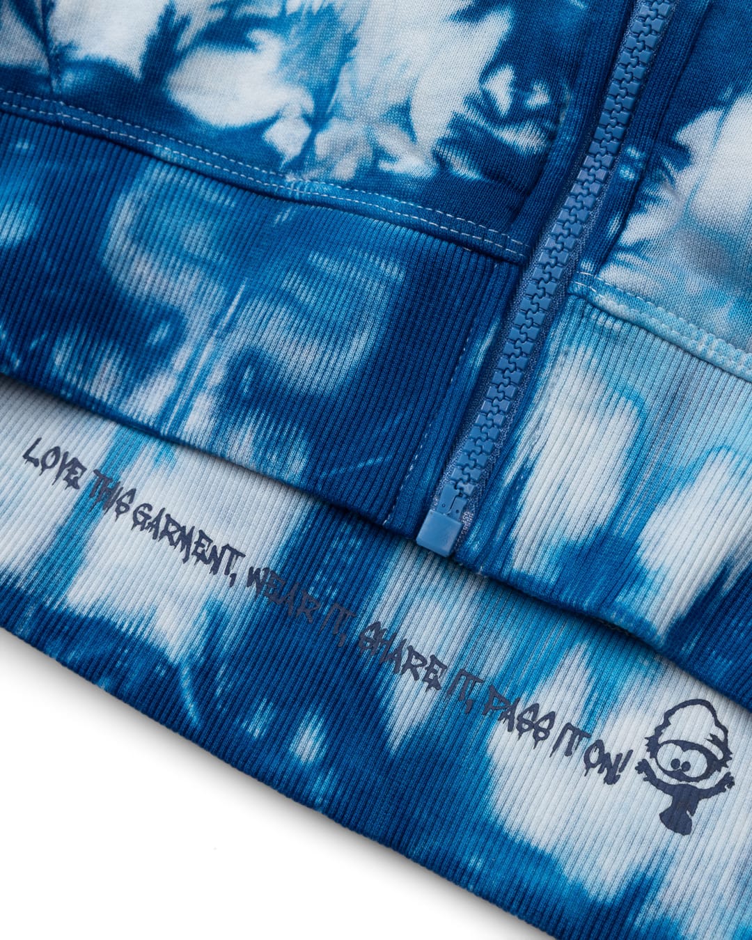 Tribe Tie Dye Zip Hoodie in Bright Blue