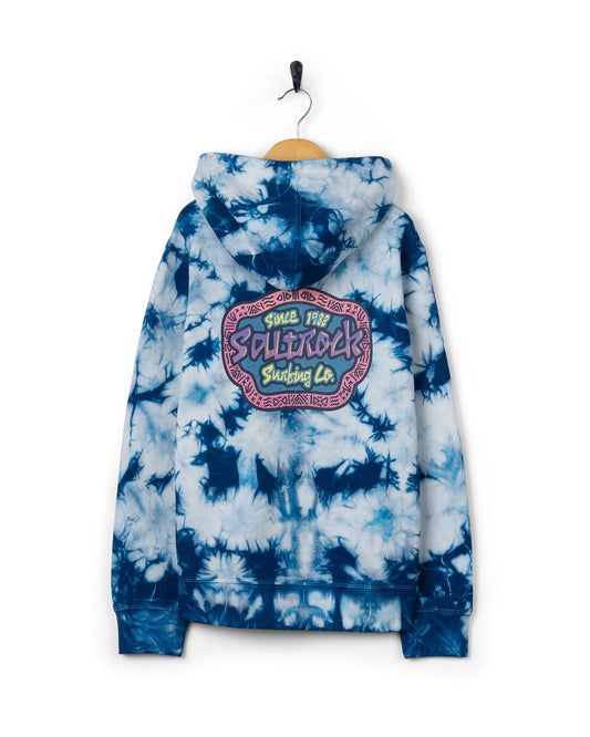 Tribe Tie Dye Zip Hoodie in Bright Blue