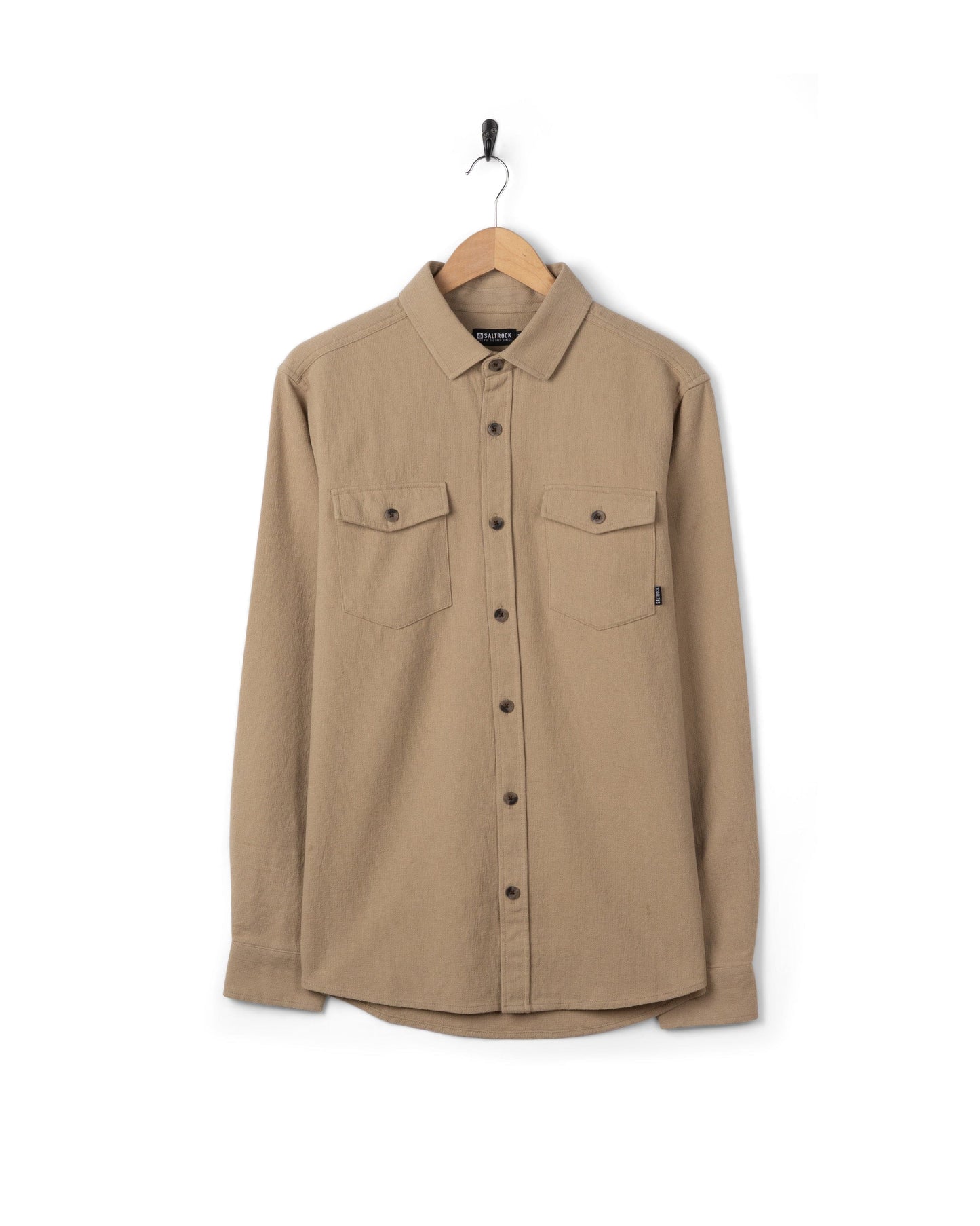 Penare 2 Mens Long Sleeve Shirt in Beige