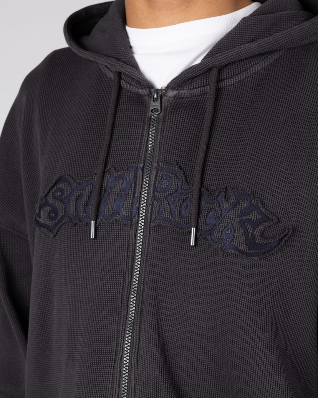 Heritage Logo Mens Oversized Zip Hoodie in Grey