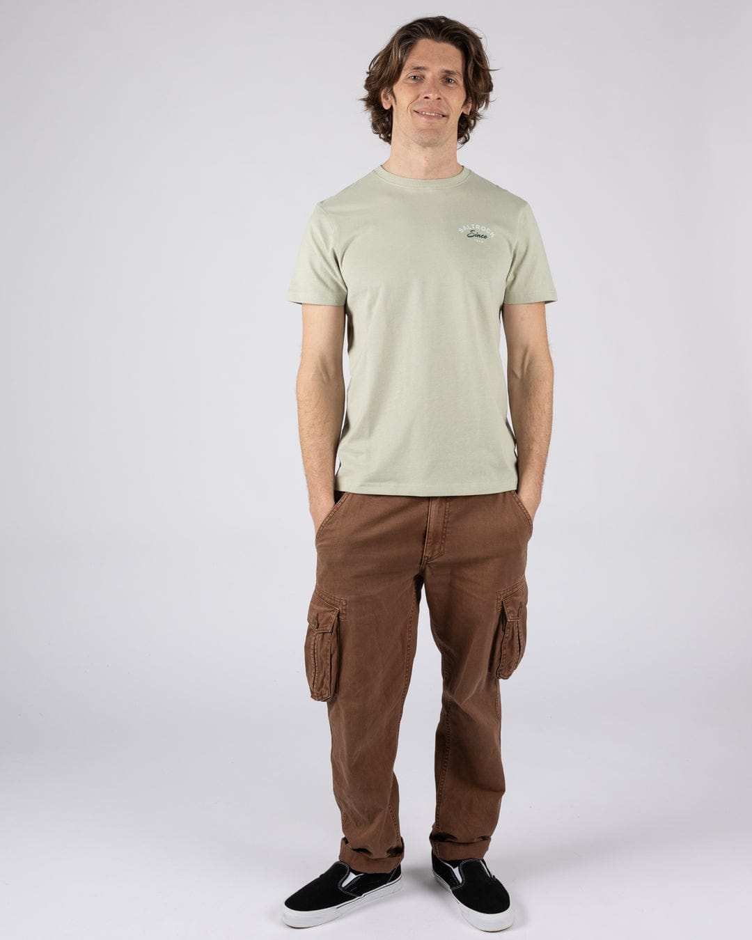 Deep Sea Flame Cornwall Mens Short Sleeve T-Shirt in Light Green