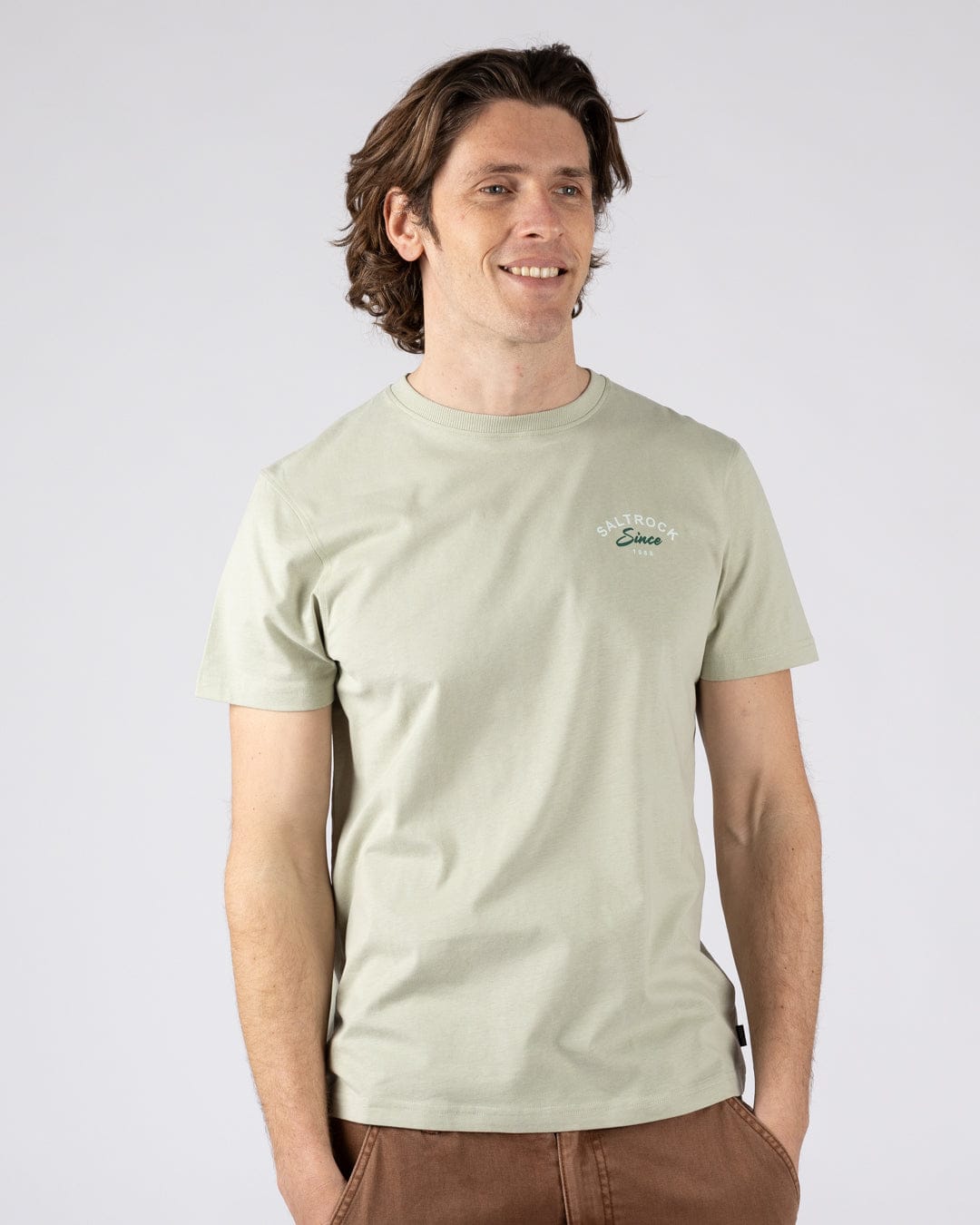 Deep Sea Flame Cornwall Mens Short Sleeve T-Shirt in Light Green