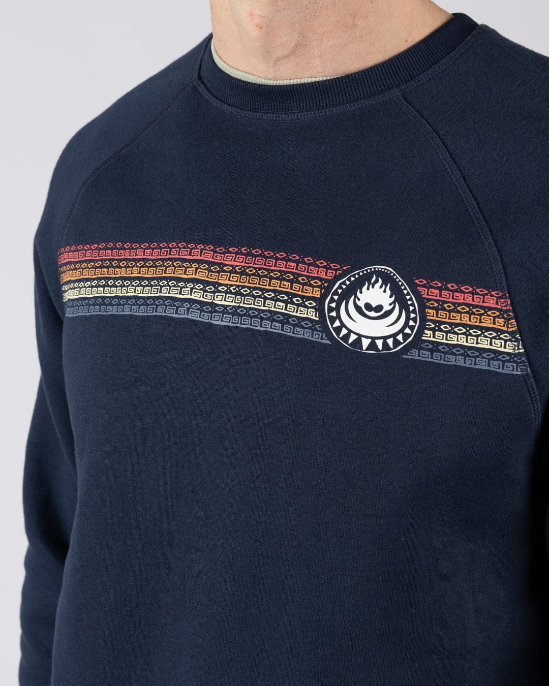 Tribal Stripe Mens Sweatshirt in Blue