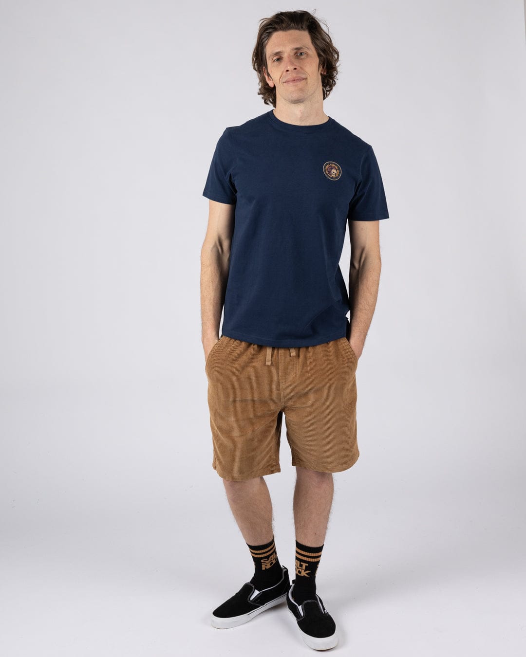 Trail Badge Print - Mens Short Sleeve T-Shirt- Blue