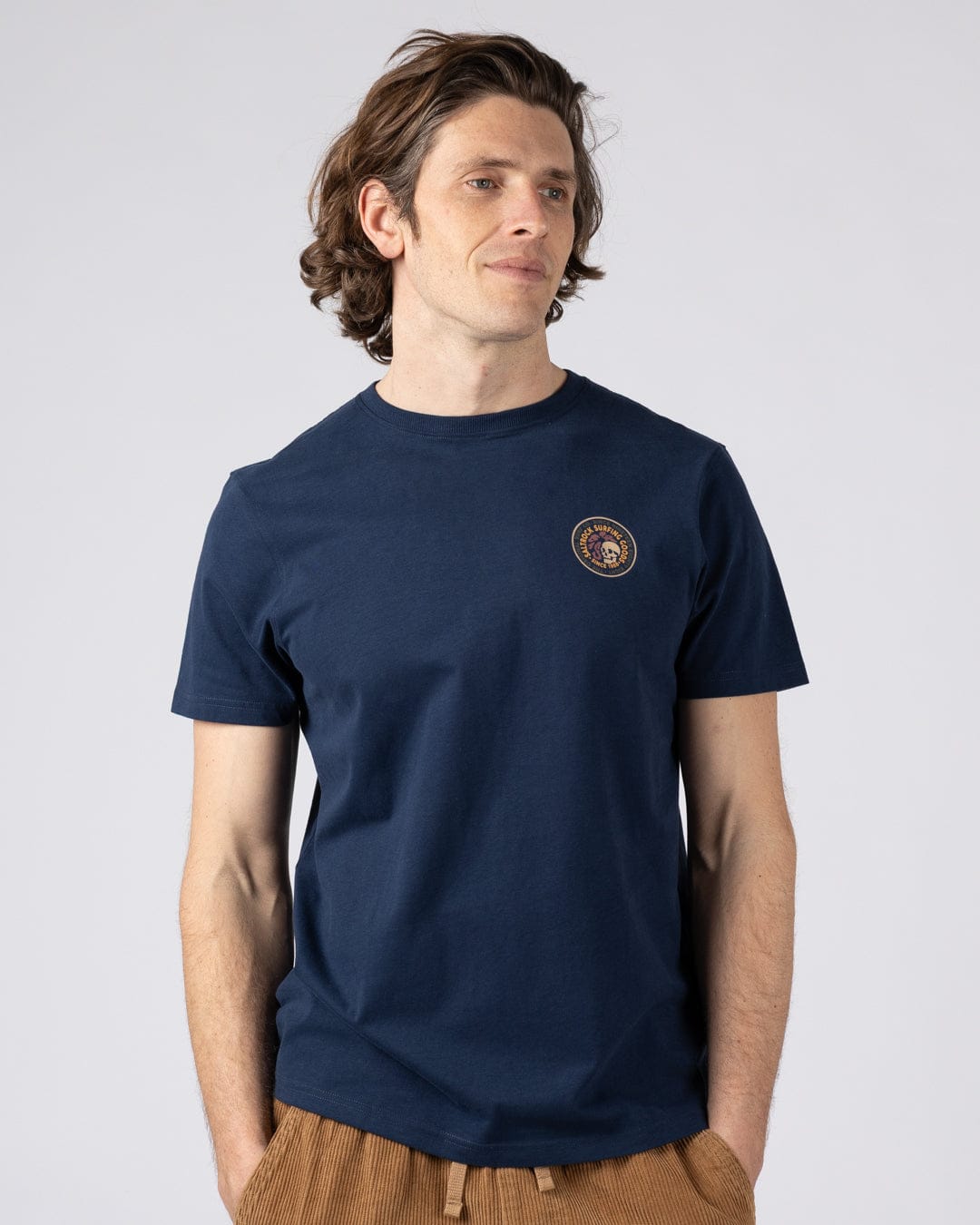 Trail Badge Print - Mens Short Sleeve T-Shirt- Blue