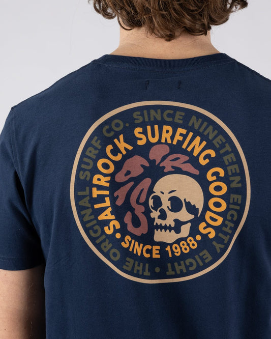 Trail Badge Print - Mens Short Sleeve T-Shirt- Blue