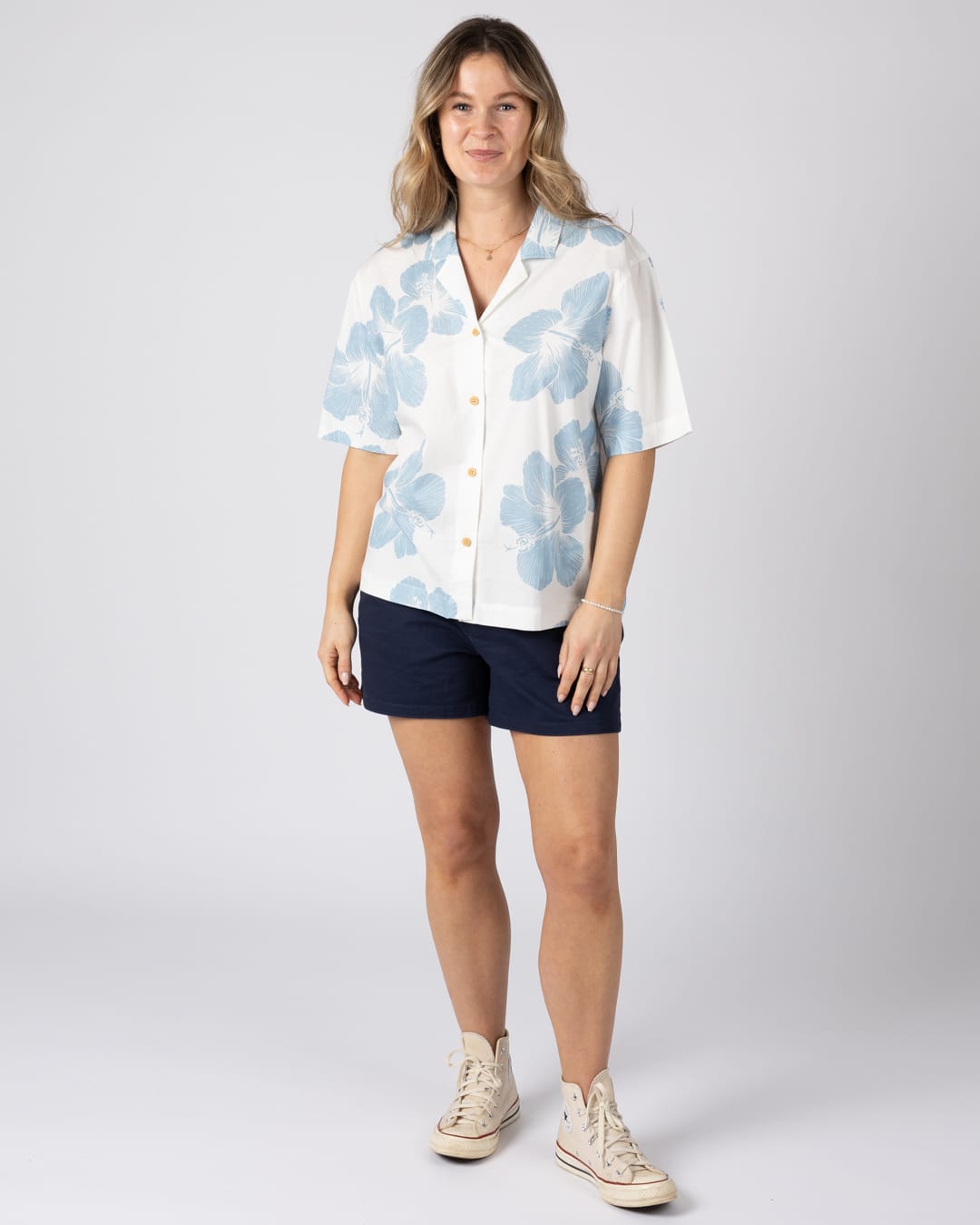 Mandaram Womens Short Sleeve Shirt in Cream