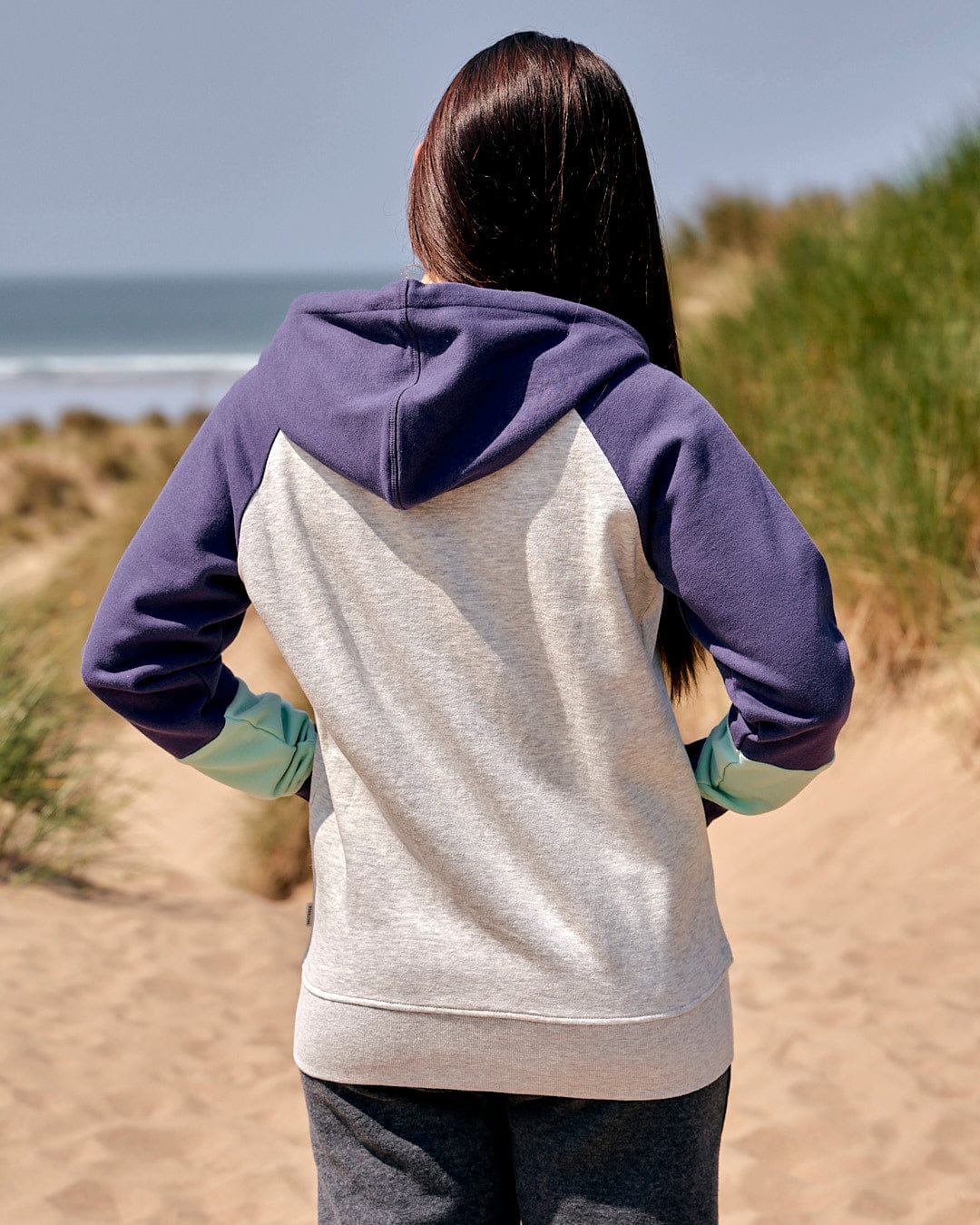 The Saltrock Jan - Womens Zip Hoodie - Grey effortlessly creates an iconic beach style, featuring the Saltrock branding.