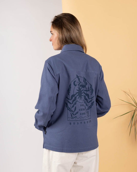 Peta Womens Lightweight Canvas Shacket in Blue