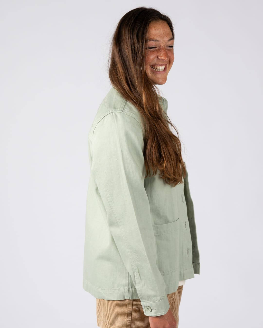 Braelyn Womens Twill Casual Jacket in Light Green