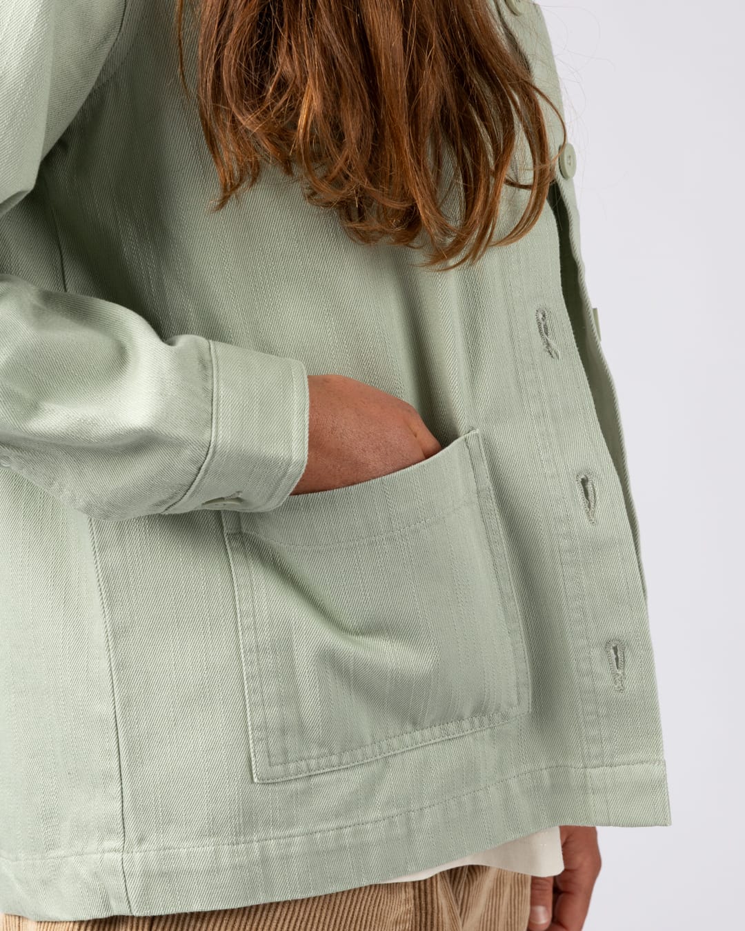 Braelyn Womens Twill Casual Jacket in Light Green