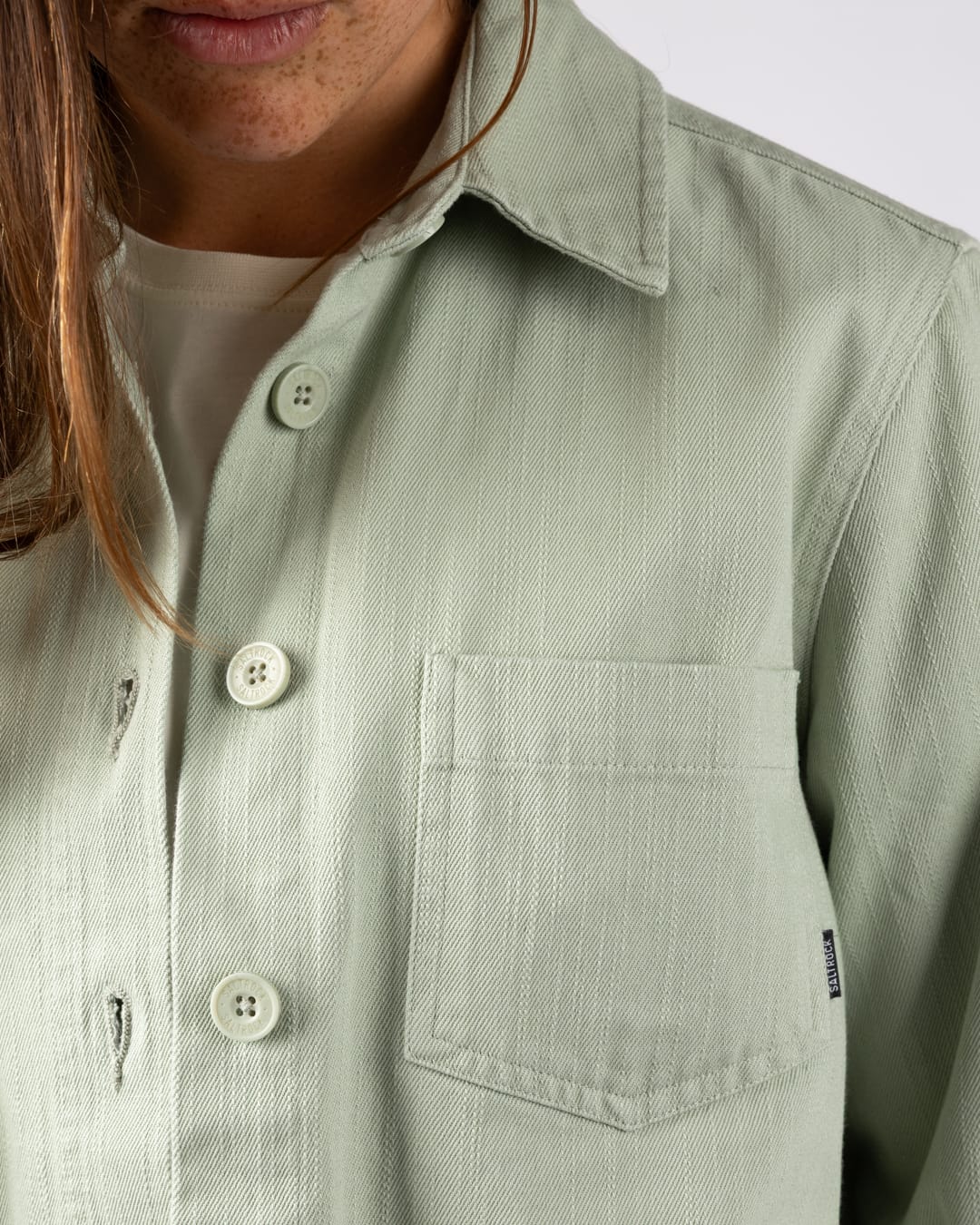 Braelyn Womens Twill Casual Jacket in Light Green