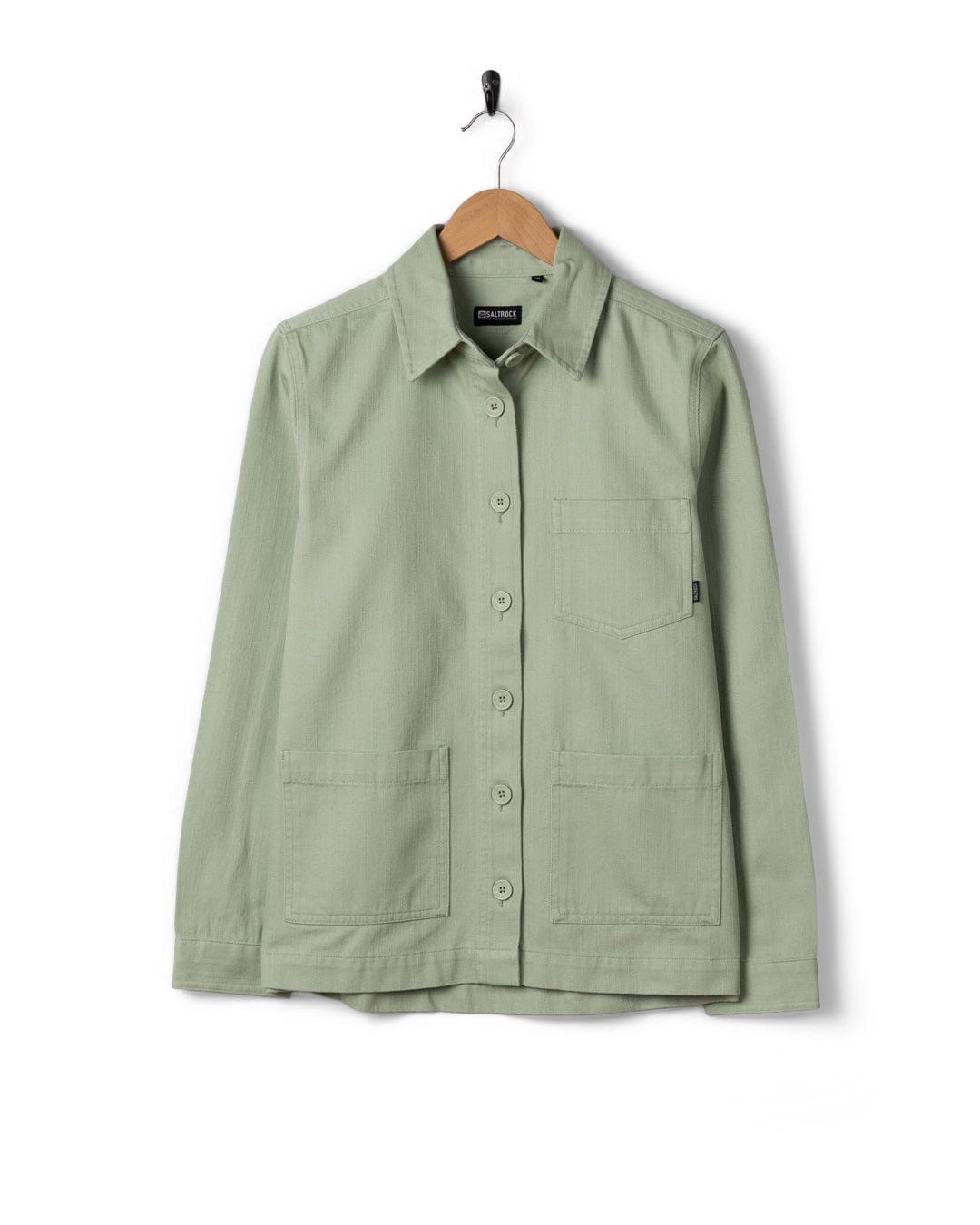 Braelyn Womens Twill Casual Jacket in Light Green