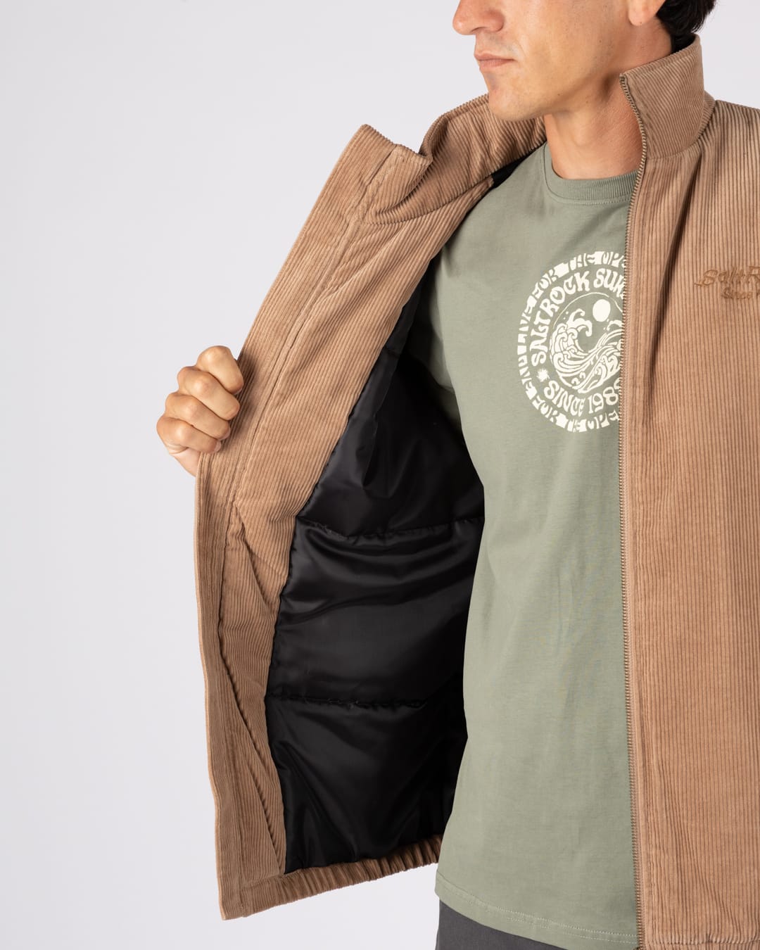Rogue Mens Padded Cord Jacket in Brown