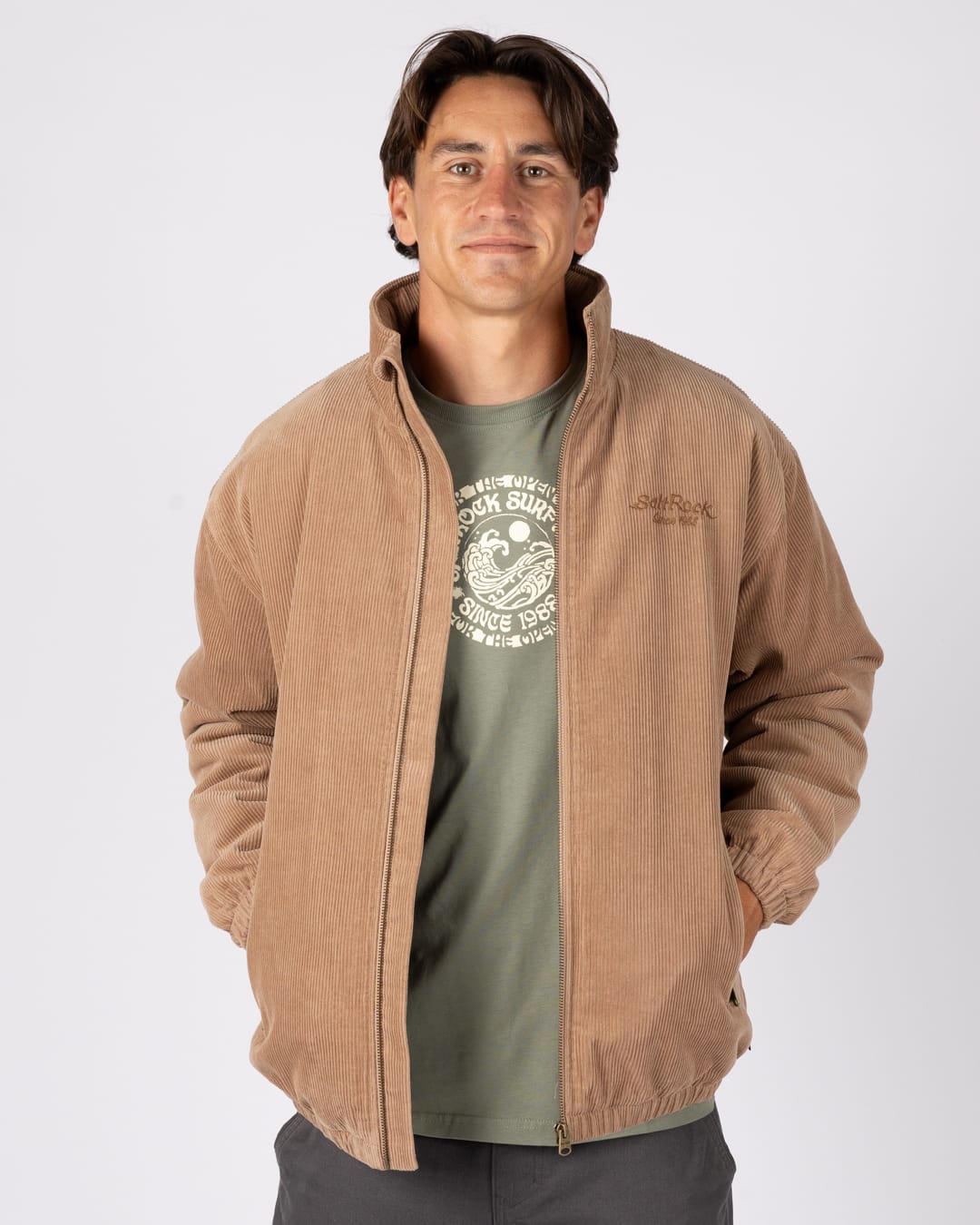 Rogue Mens Padded Cord Jacket in Brown