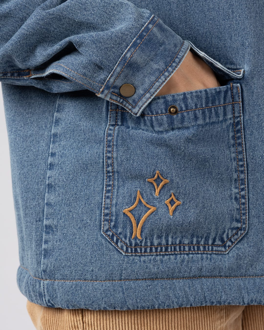 Naya Womens Borg Lined Denim Jacket in Blue