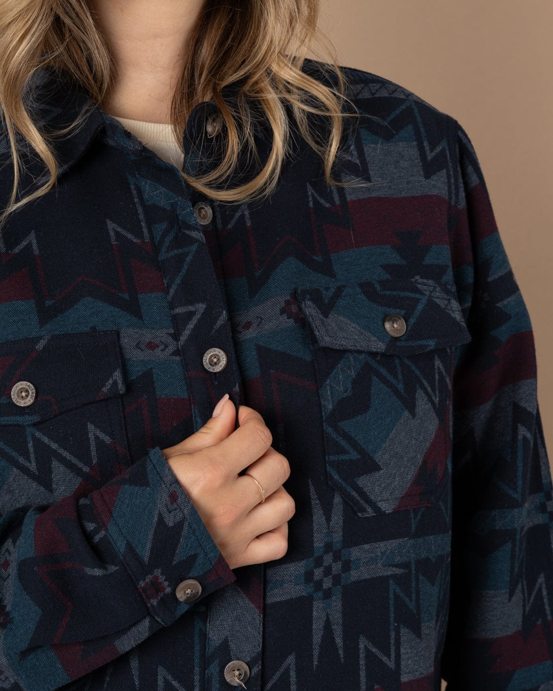 Stella Aztec - Womens Shacket - Blue