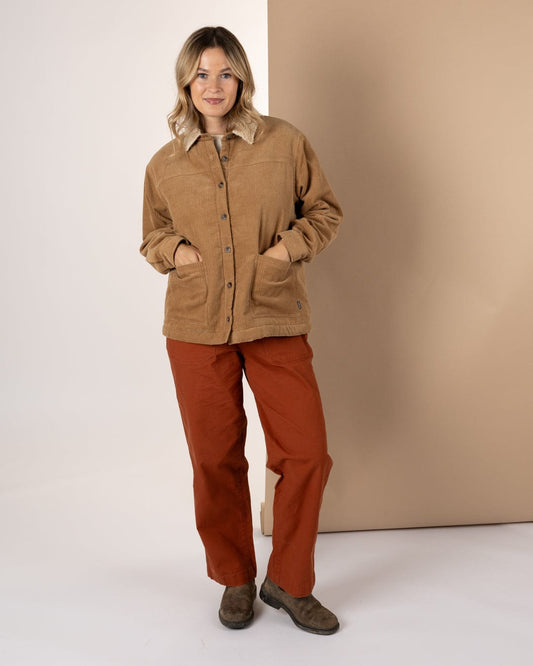 Lola - Womens Corduroy Shacket - Brown