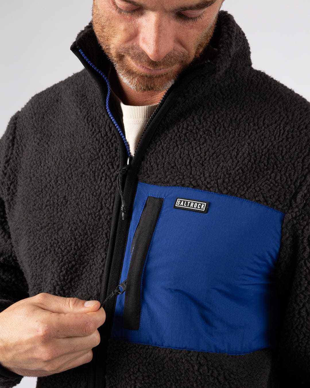 Wye 2 Mens Sherpa Fleece in Grey/Blue