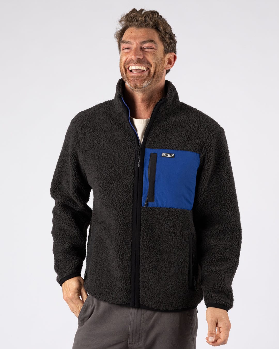 Wye 2 Mens Sherpa Fleece in Grey/Blue