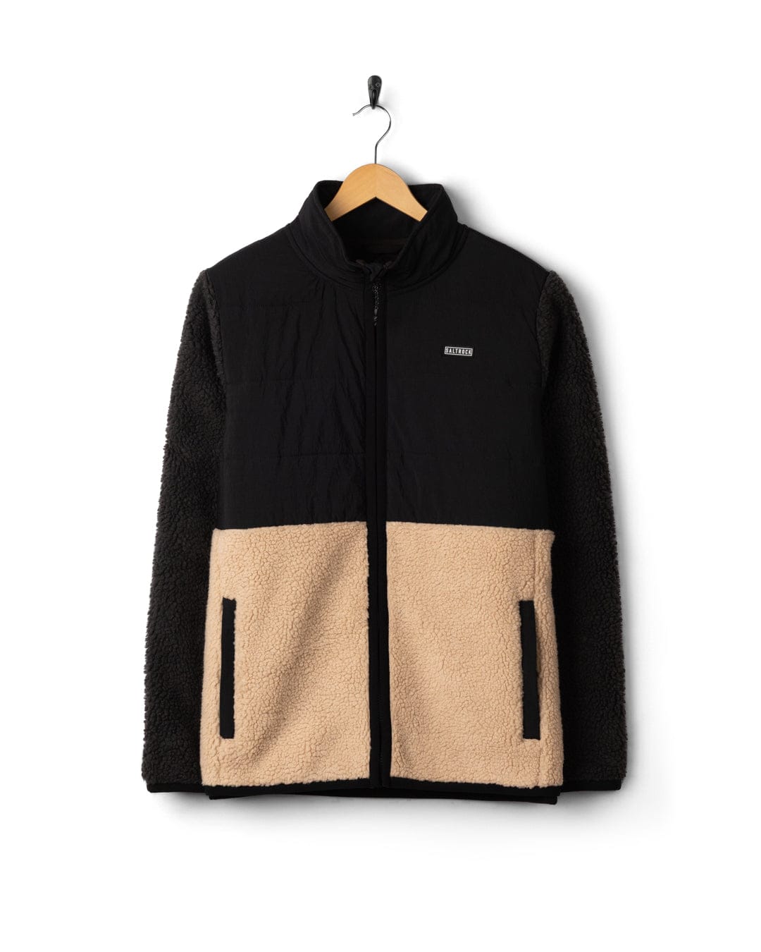 Rafe - Mens Zip Fleece - Black/Beige