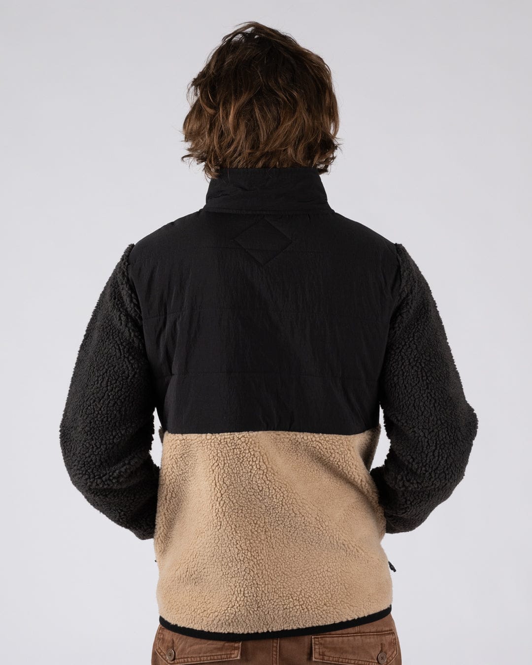 Rafe - Mens Zip Fleece - Black/Beige