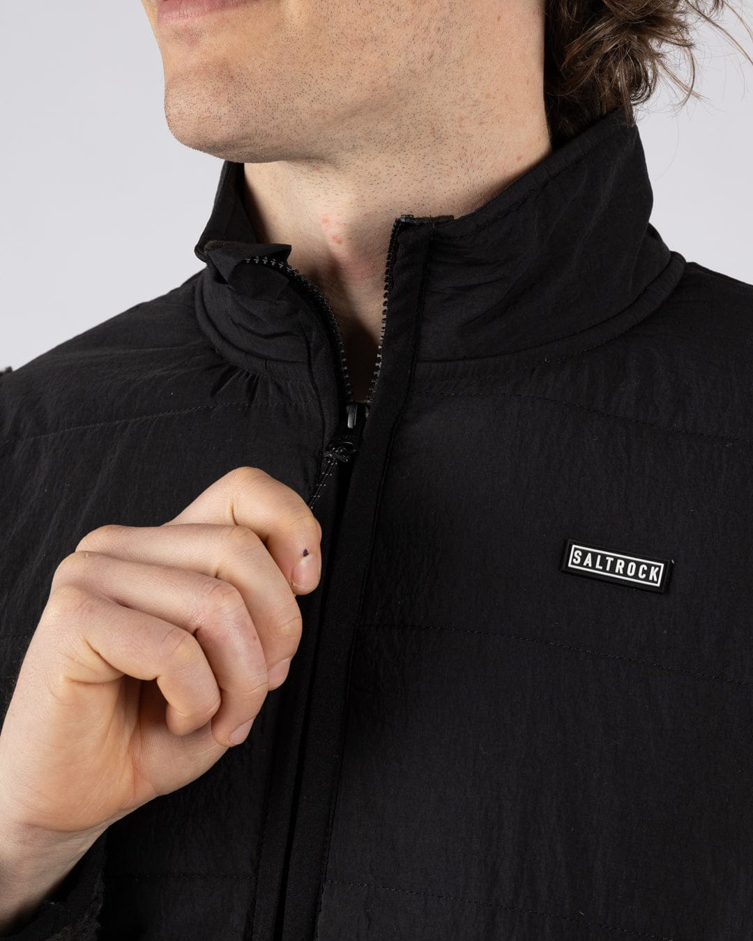 Rafe - Mens Zip Fleece - Black/Beige