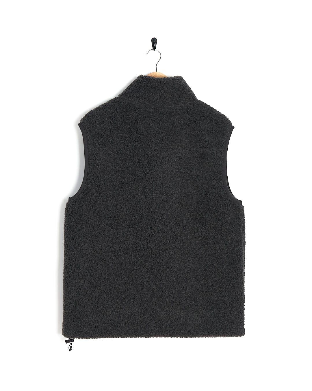 A Saltrock - Joel Mens Sherpa Fleece Gilet - Dark Grey hanging on a hanger.