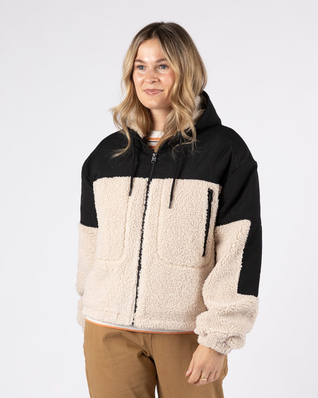 Dillon - Womens Panelled Fleece - Black/Cream