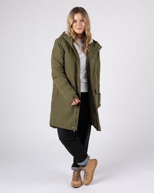 Linden - Womens Water Resistant Coat - Dark Green