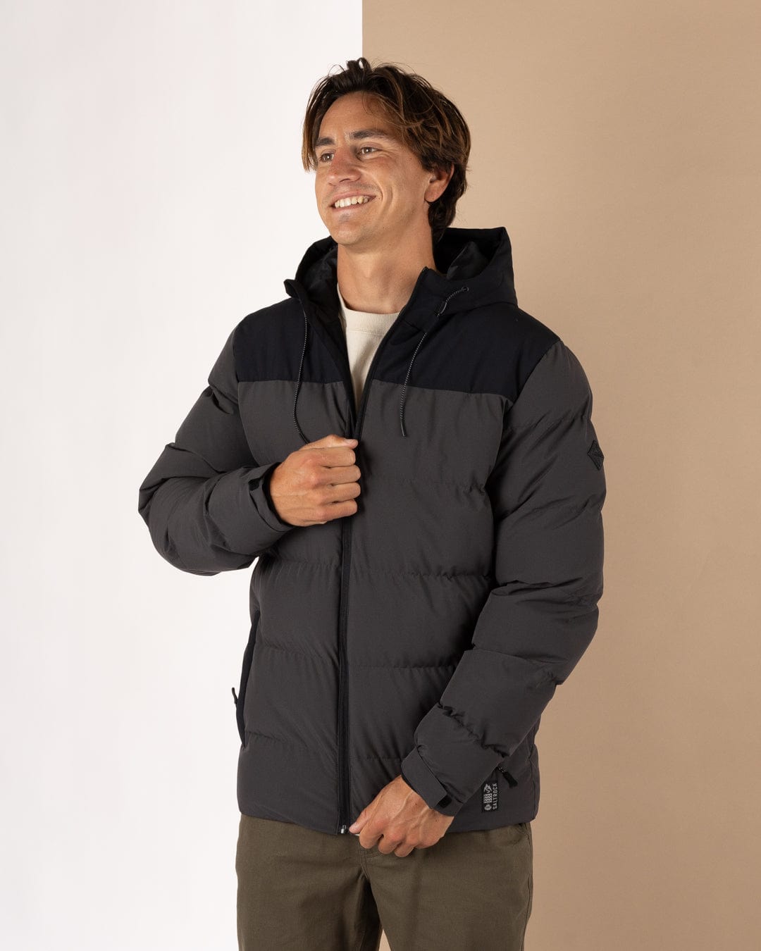 Dune - Mens Water Resistant Padded Jacket - Black/Grey