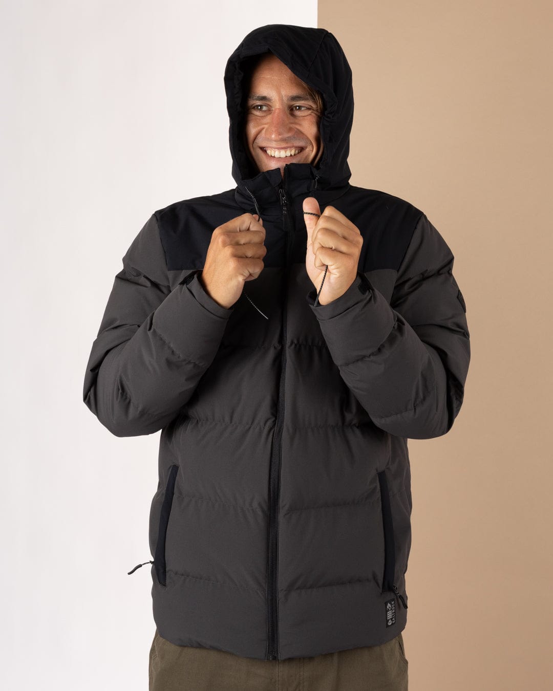 Dune - Mens Water Resistant Padded Jacket - Black/Grey