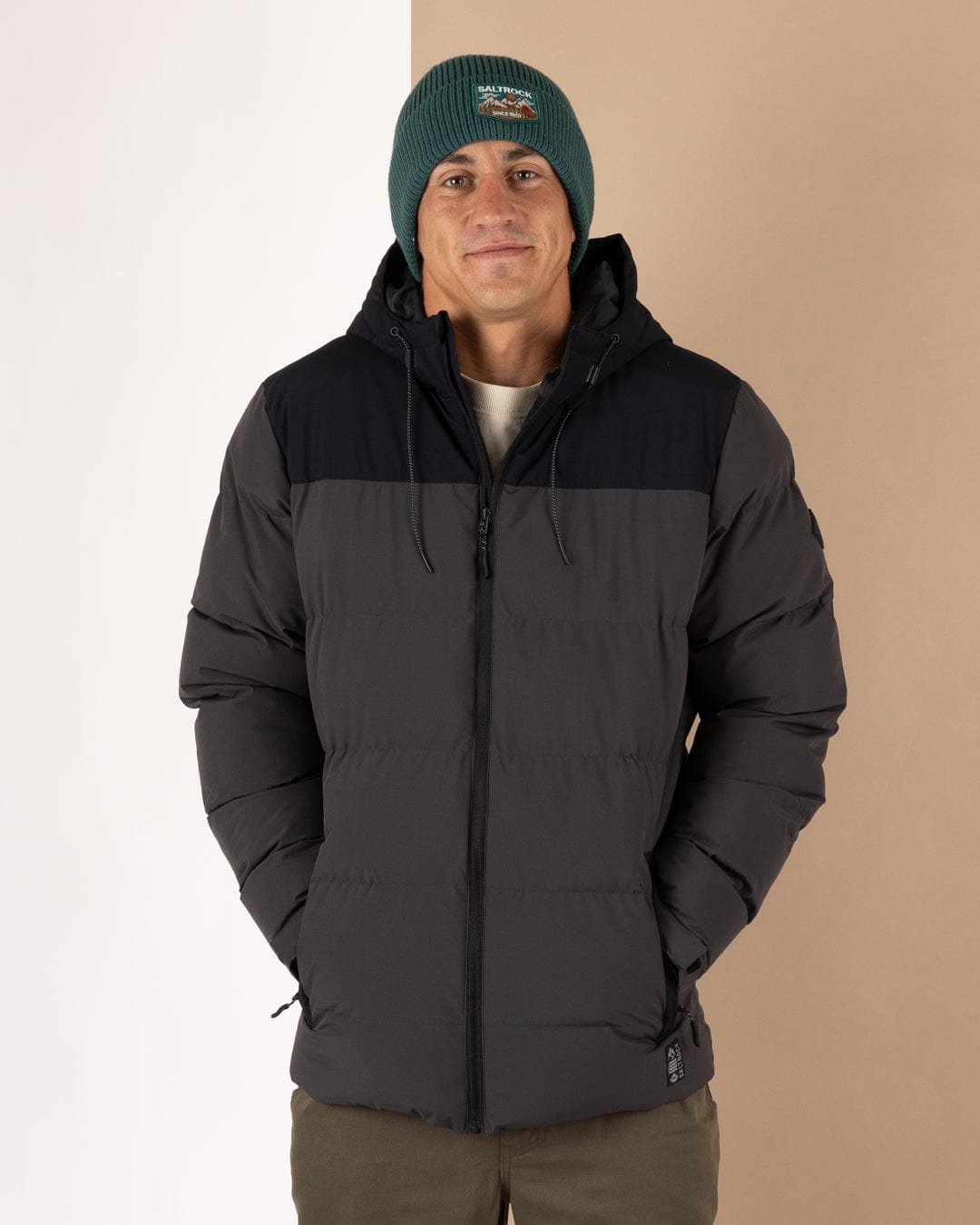 Dune - Mens Water Resistant Padded Jacket - Black/Grey