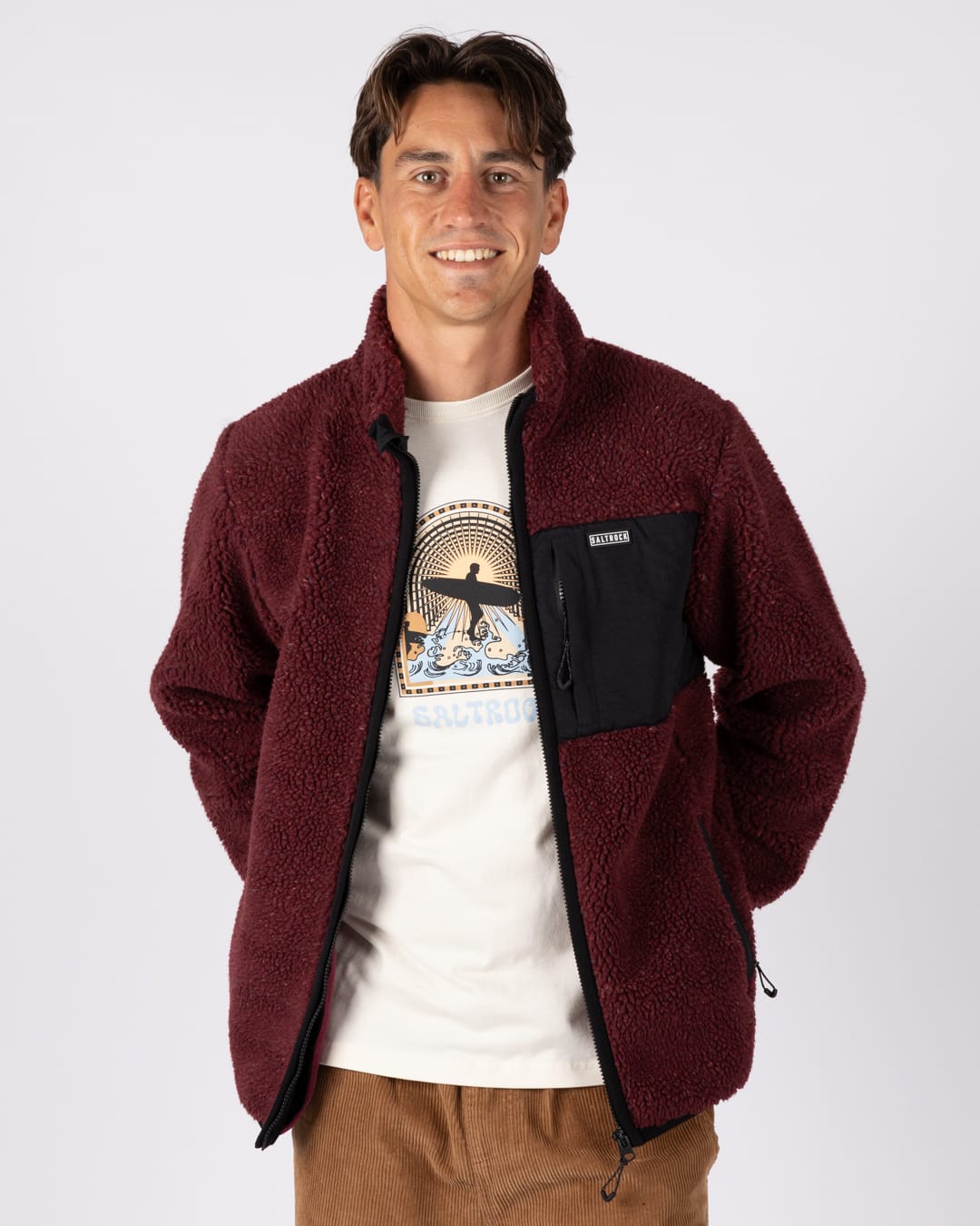 Wye Nep Mens Zip Fleece in Red