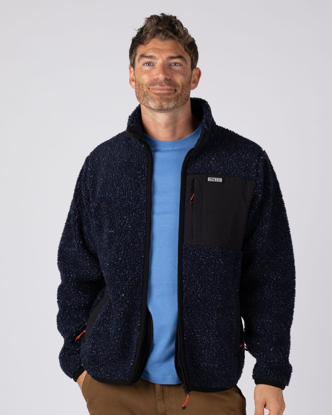 Wye Nep Mens Zip Fleece in Blue